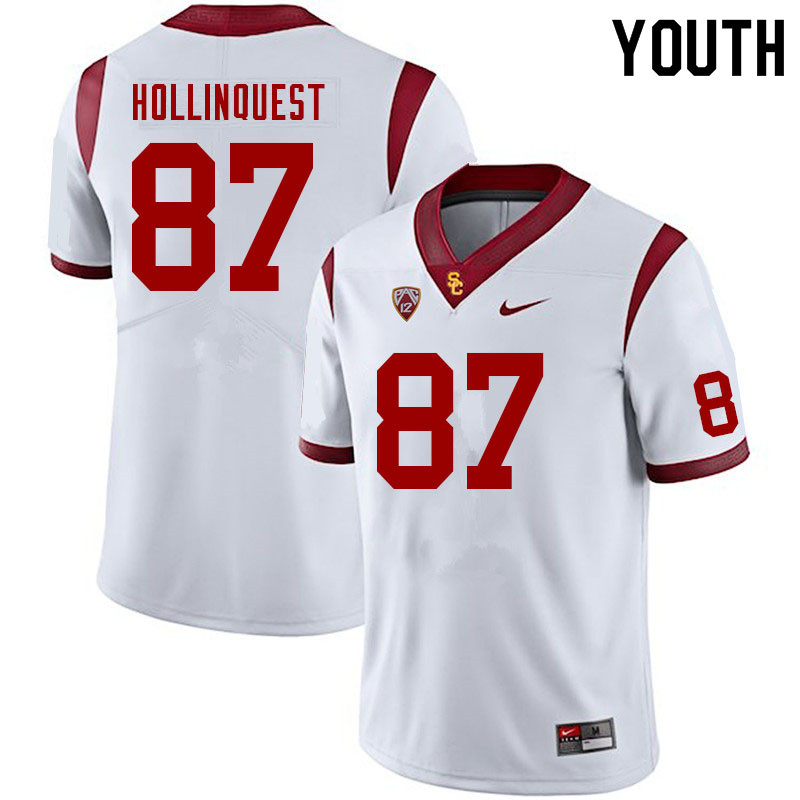 Youth #87 Kohl Hollinquest USC Trojans College Football Jerseys Sale-White - Click Image to Close